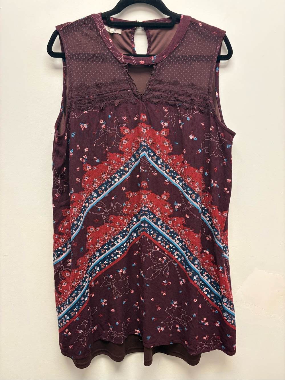 4 for $25 🍷 Maurices Burgundy Floral Boho Sleeveless Dress – Size XXL